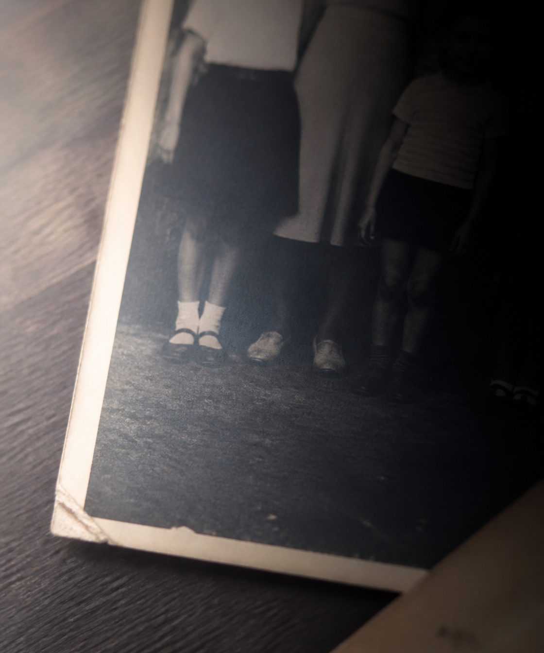 Aged family photograph resting on a table